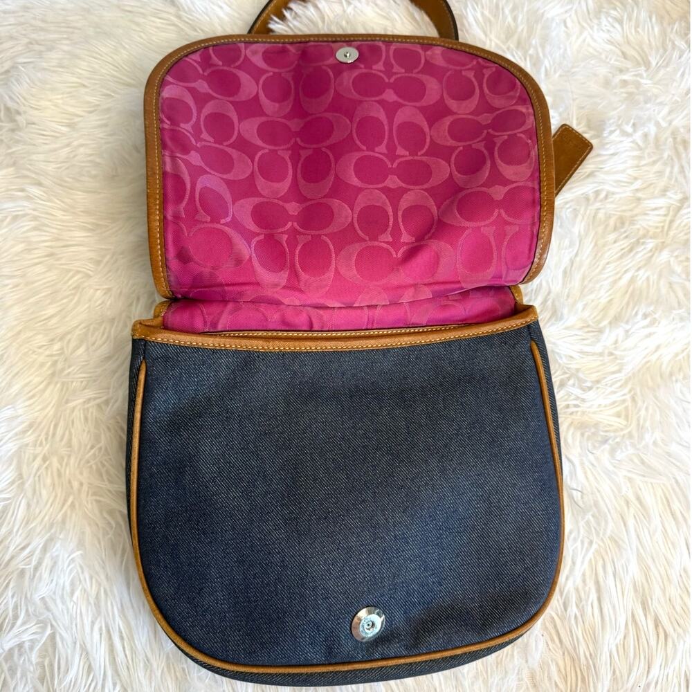 RARE y2k COACH Vintage Denim Suede Striped Crossbody  Shoulder Bag - Picture 5 of 13